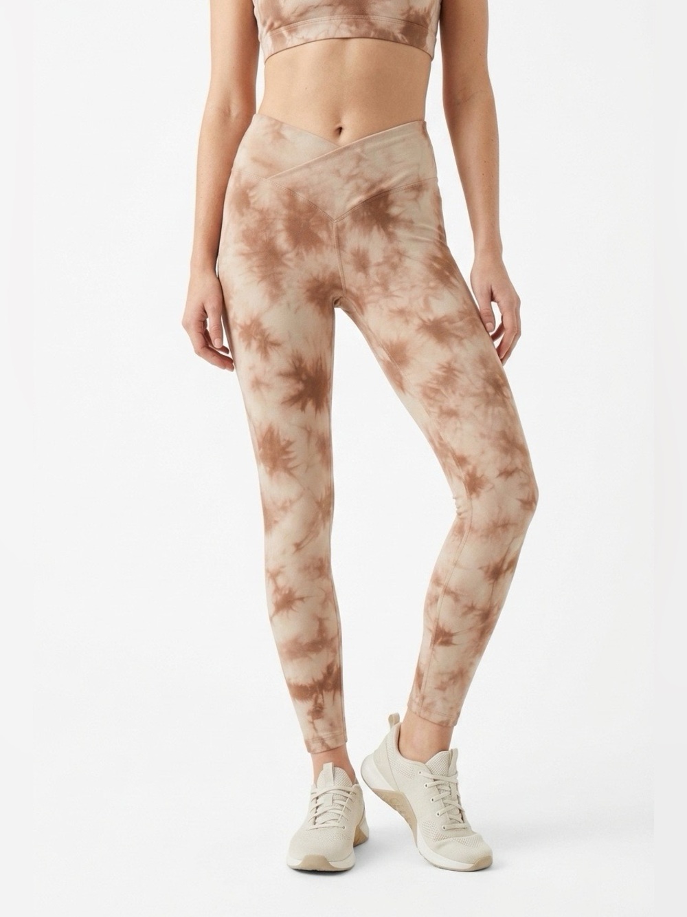 Victoria’s Secret Pink Tie-Dye V-Waist High-Rise Leggings in Brown/Cream
